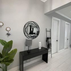 Black Console Table, Entryway Table, Desk Vanity With Mirror