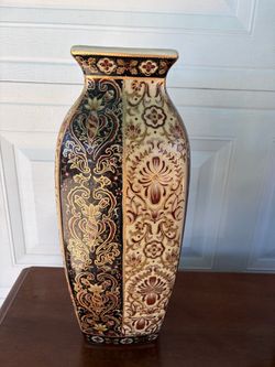 Decorative Ceramic Vase with Floral Pattern