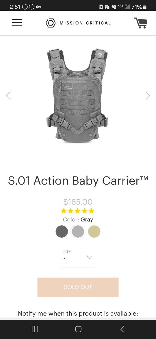 Mission Critical S.01 Baby Carrier Ergonomic 