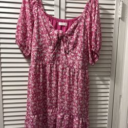 Xxl. Lauren Conrad Pink And White Dress.  Bow Front 
