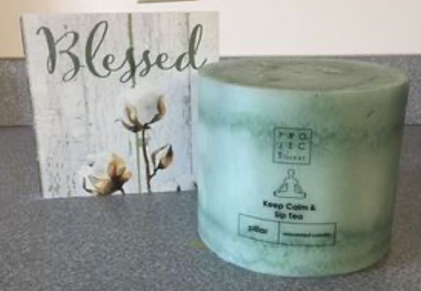 Large Candle And Wood Sign