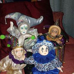 Vintage Porcelain Jester Dolls