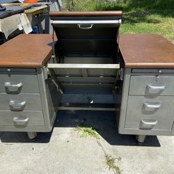 Antique Shaw Walker Typewriter Tanker Desk