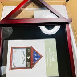 $70 Flag Display Case Military Shadow Box Fits a Folded 3'x5' Army Navy Air Force Veterans Home Flown Flag with Certificate Document Holder Frame and 
