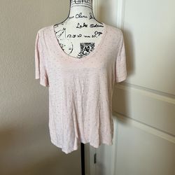 Banana Republic Malibu Short Sleeve Tee, Pink w/ Polka Dots, XL