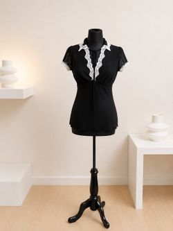 Fleurish Black Lace Blouse - Size Large