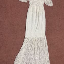 New small white lace stretchy mermaid dress maternity photo gown Victorian long 