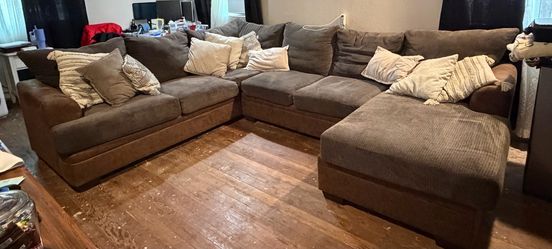 Brown L couch