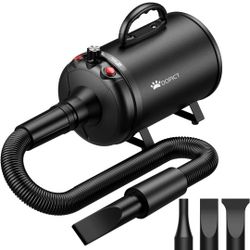 Pet Dryer, 5.0HP/2800W Pet Grooming with Adjustable Speed and Temperature Control Dog Blow Dryer, Pet Hair Dryer with 3 Nozzle