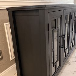 63.2" Large Black Sideboard Buffet Cabinet With 4 doors Storage