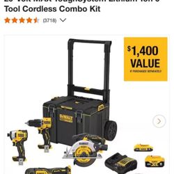 Dewalt Tools Set With Box Cart! 