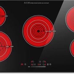 AMZCHEF 36 Inch Electric Cooktop 5 Burners, Upgraded 8900W Touch Control Built-in Ceramic Cooktop,9 Heating Levels, Hot Surface Indicator,Child Lock