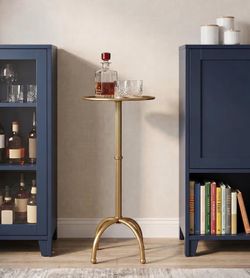 Brass Side Table 12.5''x27.5'' Antique Brass Side Vintage Table for Small Spaces, Living Room, Bedroom, Sofa Side