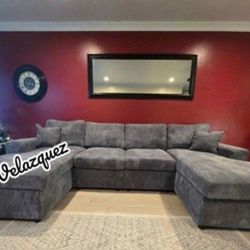 ✅️✅️4 pc  corduroy fabric sectional sofa with double chaise ✅️✅️