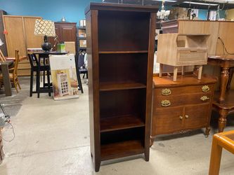 Cherry Finish Wood Bookcase w/ Adjustable Shelves