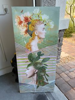 Large Floral Women Portrait Custom Canvas Wall Art