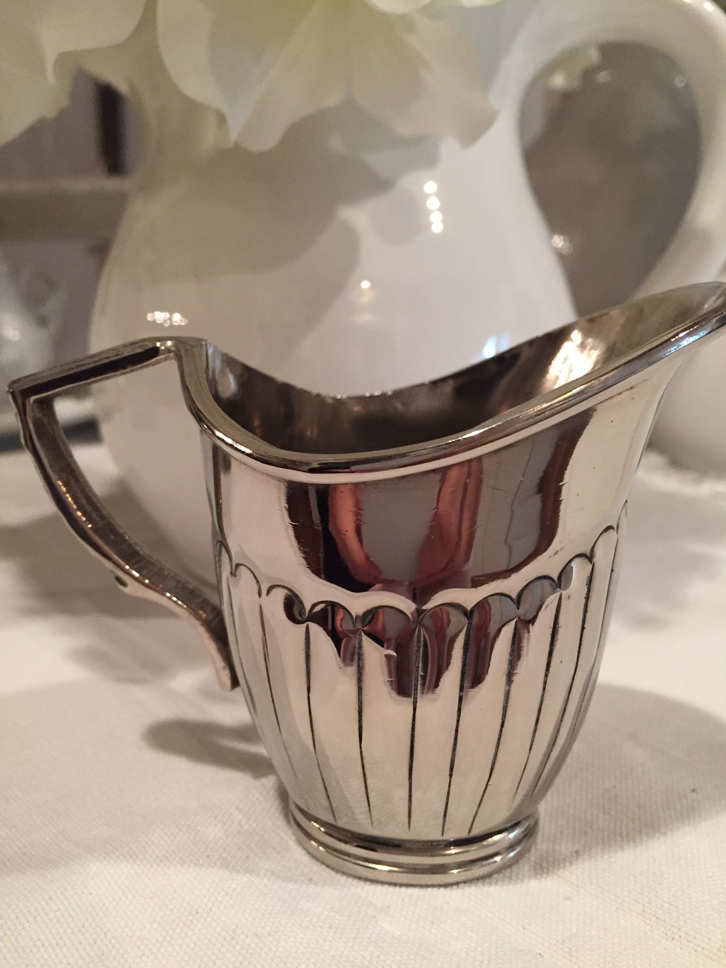 Vintage Silverplate 3 Fancy Designed Creamers Pitchers and 1 Sugar Bowl