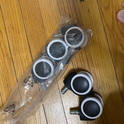 5 Brand New Gaming Chair Wheels, White Rimmed