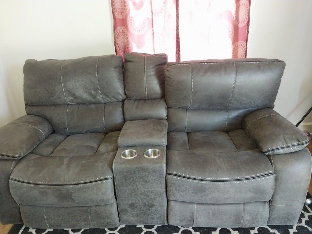 Power Console Loveseat in Steel Gray
