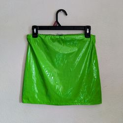 Neon Green Patent Vinyl Mini Skirt