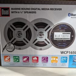 Marine Round Digital Media Receiver W/ 6 1/2" Speakers