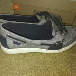 Womens Sperry Top- Sider Grey And Black Size 6.5