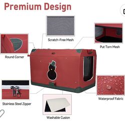 Hawsaiy Portable Dog Crate for Medium Large Dogs with 3-Door Mesh Mat, Collapsible Dog Crate Zipper Lock for Indoor and Outdoor, Soft Dog Crates 600D 