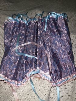 Brocade Corset with Satin Trim and Garters