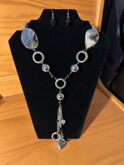 Long Silver Pendant Necklace