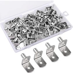 50 Pcs Shelf Pegs Pins，1/4 Inch Upgraded Diameter L-Shaped Perforated Nickel Plated Shelf Pins, Cabinet Shelf Pegs for Shelves, Shelf Support for Book