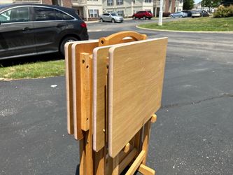 Wooden Folding TV Tray Table Set with Stand