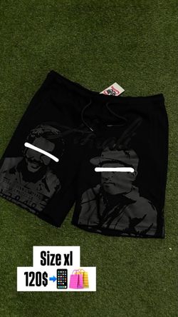 Asaali Jean Company Black Graphic Shorts XL