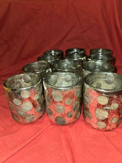12 Fleck black votive holders and 12 clear glass votive holders