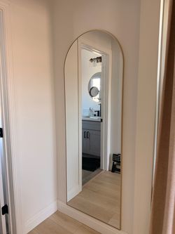 Full-Length Arched Floor Mirror Gold Frame