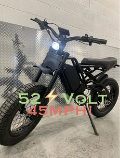 New 52V 1500W/ 2500Watt Electric Cruiser E-Bike, 25ah, 20x4.5 Super Fat Tire, 40-45mph Top Speed