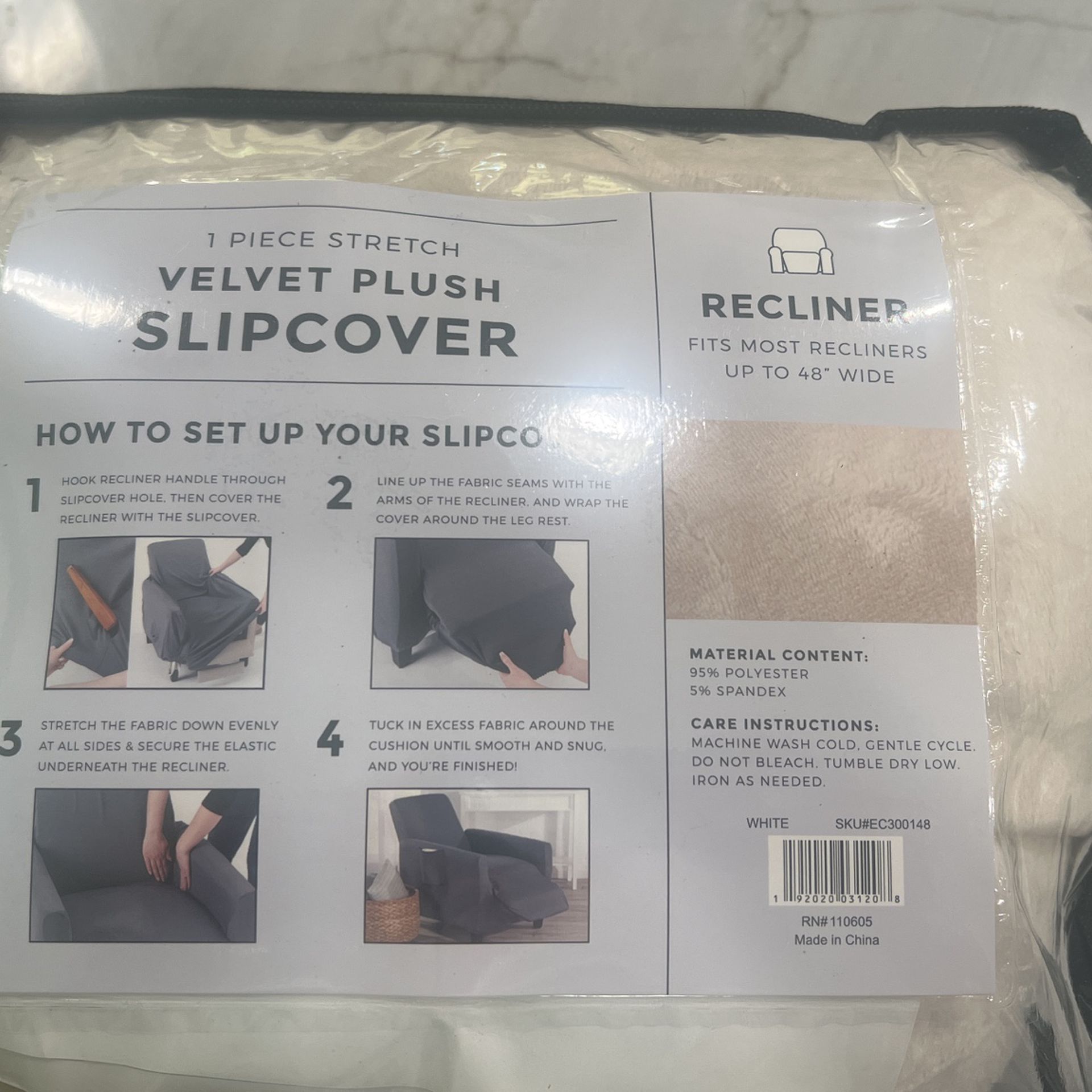 Velvet Slip Cover For Recliner Brand New 