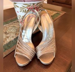 Caparros Rhinestone Slingback High Heel Sandals Champagne Gold Women’s