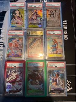 One Piece TCG graded slabs PSA 10, PSA9 and BGS 9.5 EN&JP