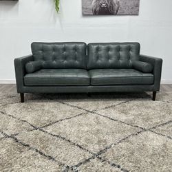 Green Harstine Leather Couch - Free Delivery 