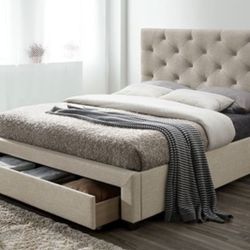 Brand New Beige Eastern King Storage Bed Frame (Available In California King)