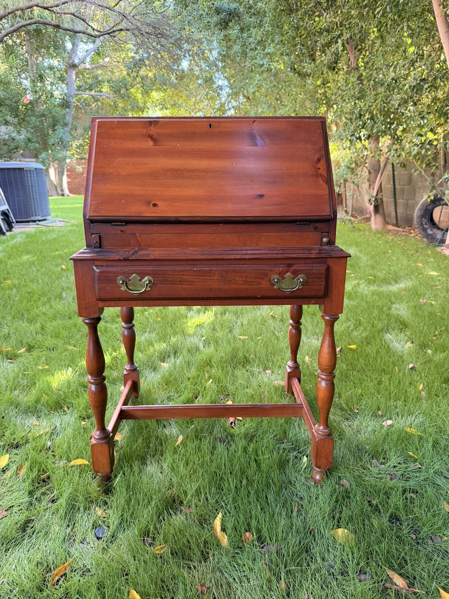 Vintage Colonial Style American Pine Secretary Writing Desk