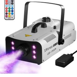 Fog Machine 1500 Watt with 6 LED Lights and Wireless Remote, Professional Stage Smoke Machine for DJ Halloween Parties Wedding Christmas

