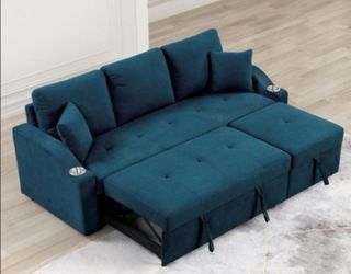 Brand New Blue Adjustable Sectional Sofa Sleeper