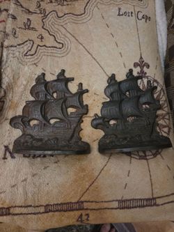 Cast metal bookends, door stop