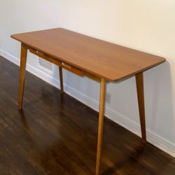 Mid Century Modern Wood Table w Drawers