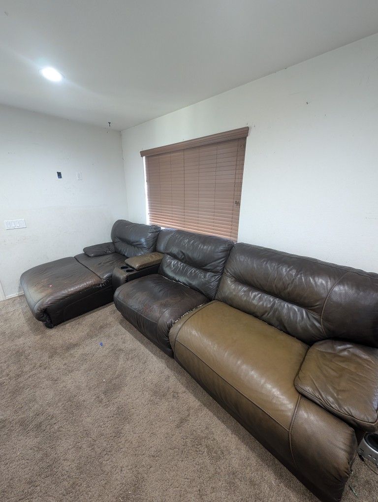 Free Brown Leather Sectional Couch