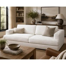 96” Oversized Ivory Down-Filled Sofa | New Open Box | Deep Seat Luxury Couch - Delivery Available