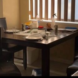 Coaster Dining Table with 7 Chairs & a Glass Lazy Suzan