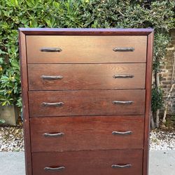 Modern Wood Tall Boy 5 Drawer Dresser