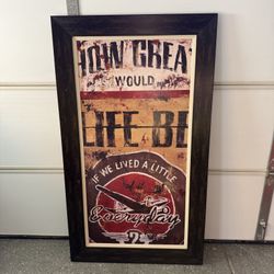 Vintage Style Airplane Wall Art – Large Framed Rustic Decor